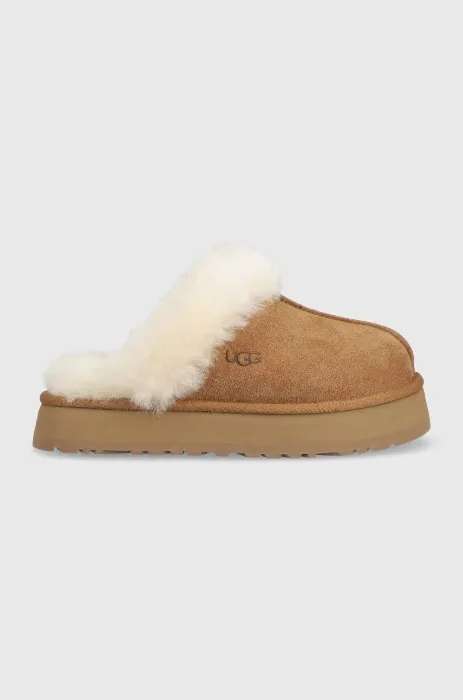 UGG papuci din piele întoarsă  W Disquette , culoarea maro