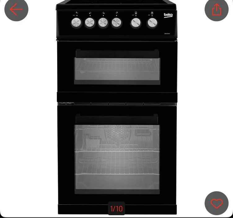Buy Beko KDVC563AK 50cm Double Oven Electric Cooker - Black | Freestanding cookers | Argos