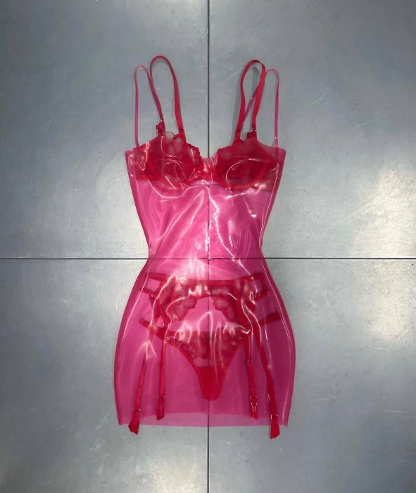 pink jelly latex dress