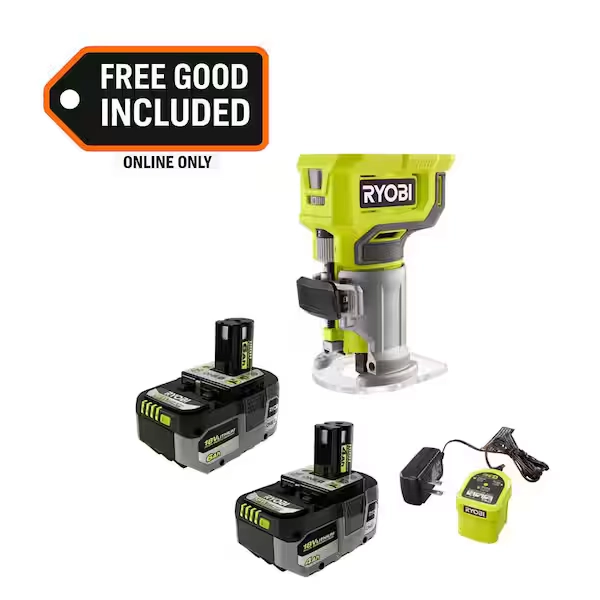 RYOBI ONE+ 18V Lithium-Ion HIGH PERFORMANCE Kit w/ 4 Ah Battery, 6 Ah Battery, Charger, & FREE ONE+ Cordless Compact Router PSK1211-PCL424B