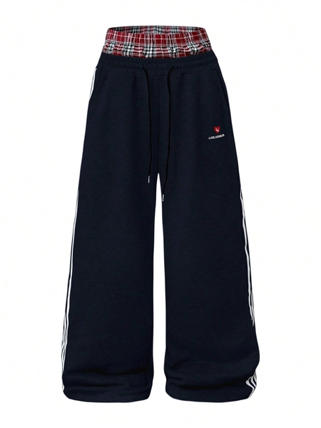 PAVTROS Men's Casual Street Fashion Sweatpants, Thick Knit Joggers With Elastic Waist And Drawstring, Minimalist "Los Angeles" Graphic, Versatile For Daily, Fashion, School, Outdoor, Leisure, Sports, Holiday & Boyfriend Gifts