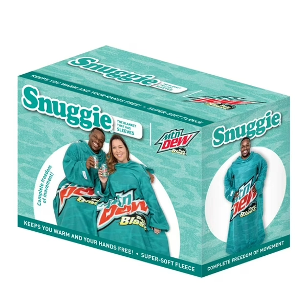 Snuggie The Original Wearable Blanket with Sleeves, Super Soft Throw Fleece, Mountain Dew Baja Blast