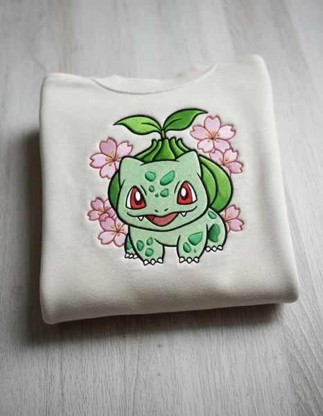 Bulbasaur Embroidered Sweatshirt, Cherry Blossom Poke T-shirt, Anime Inspired Floral Hoodie Gift, Gift for Anime Fan - Etsy UK