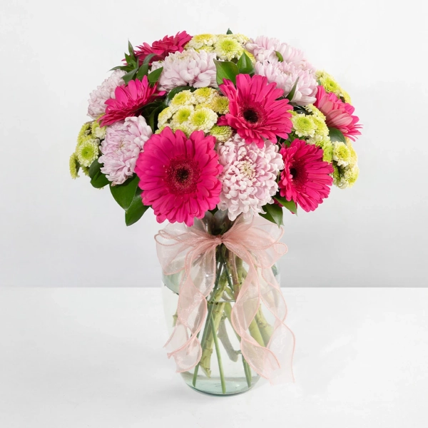 Arreglo de Gerberas Fucsia y Roxanas	