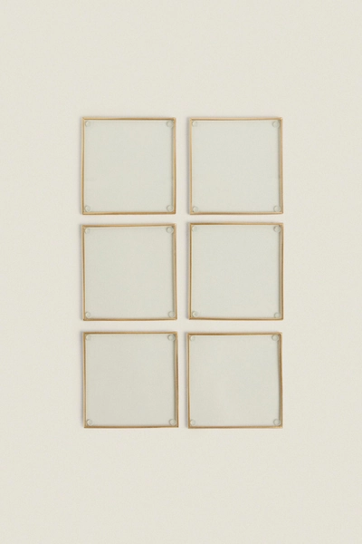 PACK OF METAL AND GLASS COASTERS (PACK OF 6)