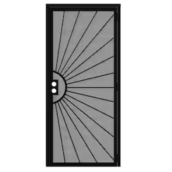 36 in. x 80 in. Universal/Reversible Hinging Black Surface Mount Steel Security Door w/ Perforated Metal Screen(No Lock)