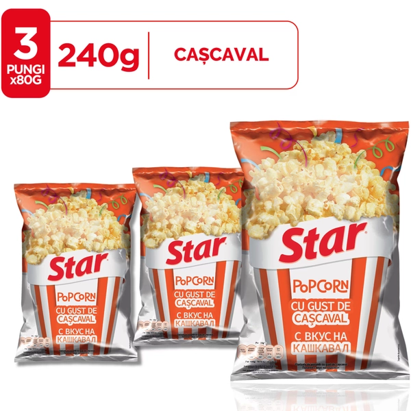 Popcorn cu cascaval Star, 3 pungi x 80g