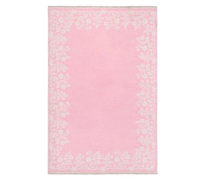 LoveShackFancy Floral Border Performance Washable Reversible Rug