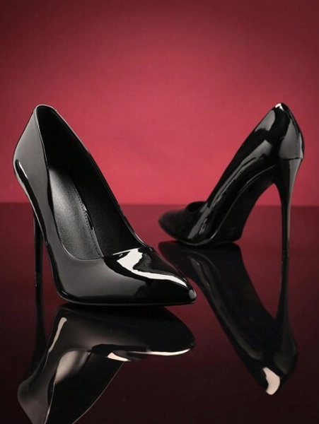 SHUZIA Pointy Toe Pumps With Stiletto Heels, Patent Materials Spring Shoes Wedding Shoes Mother's Day Present