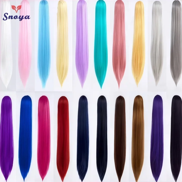 Snoya 60cm/30cm synthetic versatile long straight claw clip ponytail extensions for Ancient costume design red purple pink blue - AliExpress 200165144