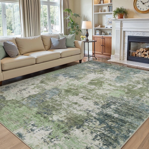 SIXHOME 9'x12' Abstract Area Rugs Modern Soft Washable Rug Neutral Non-Slip Indoor Rug for Living Room Bedroom Dining Room Office Lightweight Foldable Carpet Ideal for High Traffic Areas Green - Walmart.com
