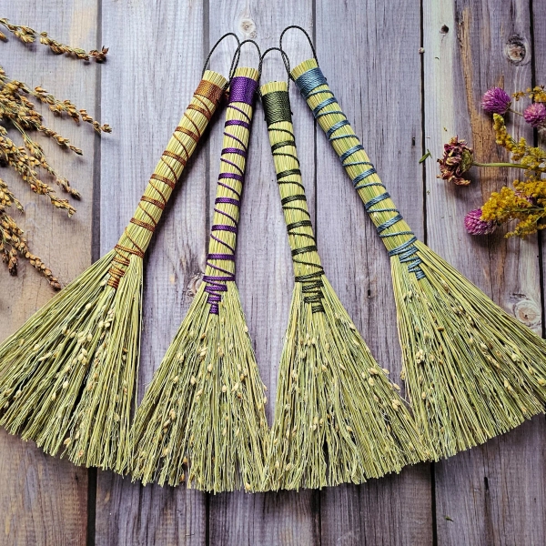 Handmade Mini Altar Broom: Hawktail Whisk, Cottagecore Decor