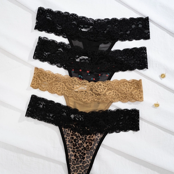 TEMU 4-pack Women's Sexy Lace Thong Panties