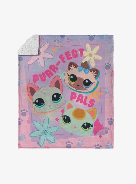 Littlest Pet Shop Purr-fect Pals Silk Touch Sherpa Throw Blanket 