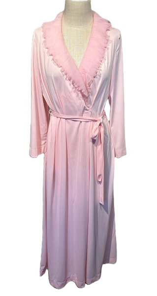 Original Vintage 80s Gossard Pink Nylon Long Sleeve Ankle Length W Pleated Ruffle Collar Size Large Bust 42+ - Etsy