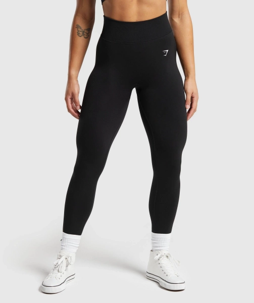 Gymshark Lift Seamless Leggings - Black/Black Marl