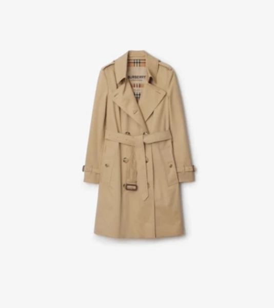 Mid-length Chelsea Heritage Trench Coat in Honey beige - Women, Cotton Gabardine | Burberry® Official