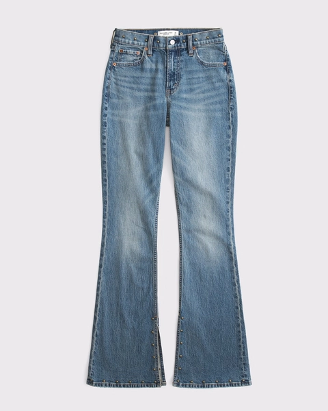 High Rise Bootcut Studded Split-Vent Hem Jean