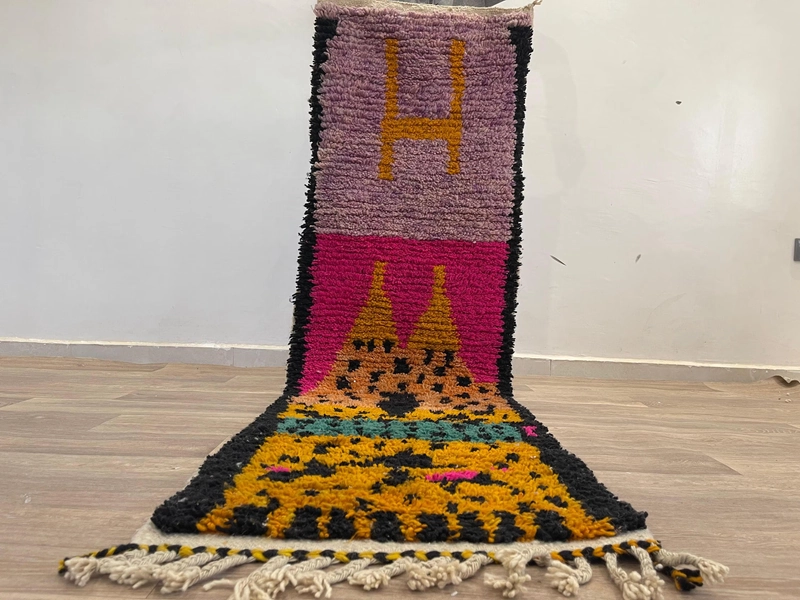Vintage Wool Moroccan Runner Rug 2x7 | Hand-Tufted Colorful Accent