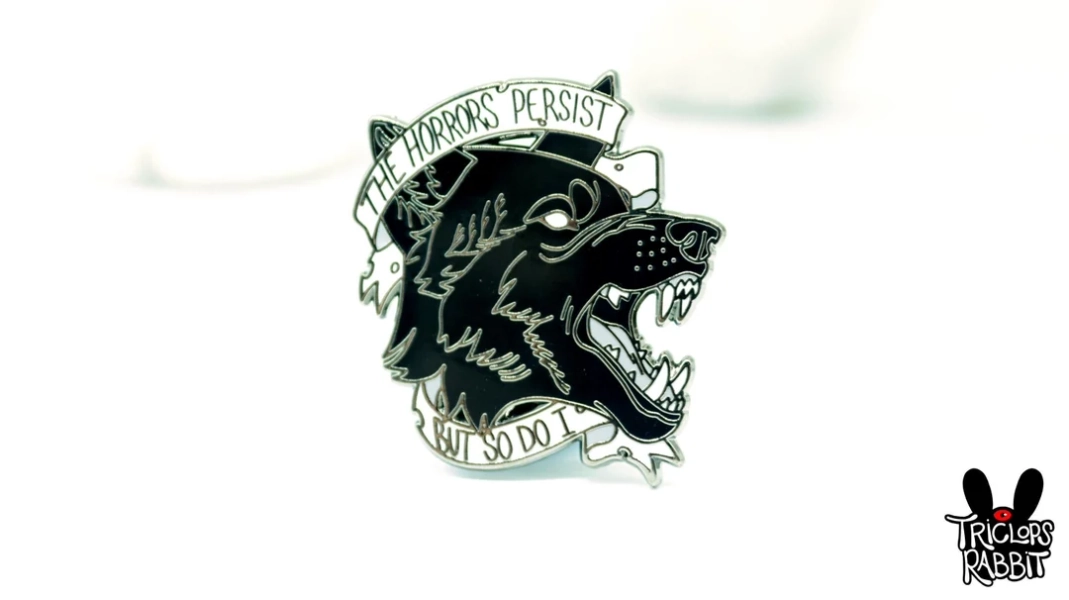 Black Wolf "the Horrors Persist" Pin - Etsy