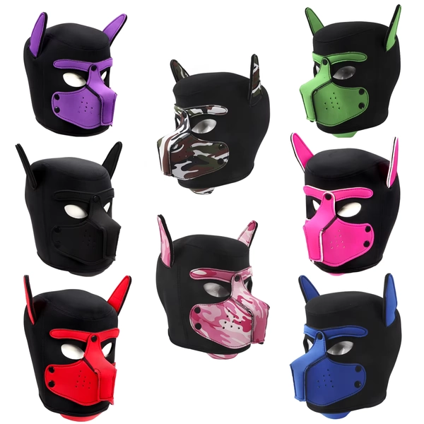 Couvre-chef de jeu de rôle pour chiot, 8 couleurs, contraintes BDSM, chien, Cosplay, capuche de Bondage, fétiche, jeu sexuel pour adultes, jouets pour Couples, produit érotique