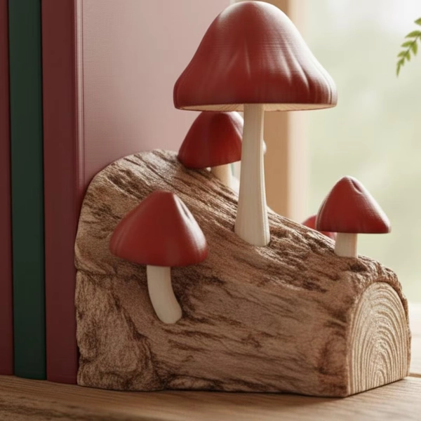 Mushroom Log Bookend | Cottagecore Goblincore Forest Decor - Etsy