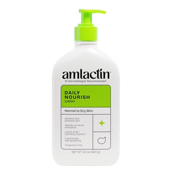 AmLactin Daily Nourish Body Lotion, 12% Lactic Acid for Dry Skin Relief, Exfoliating, 14.1OZ