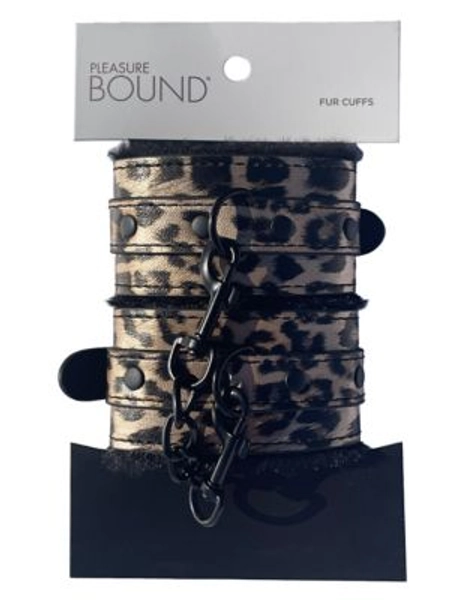 Leopard Print Faux Fur Cuffs - Pleasure Bound - Spencer's