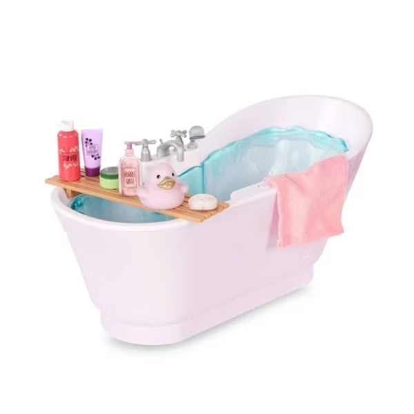 Our Generation Bubbly Bathtime Bathtub with Water Sounds Dollhouse Accessory Set for 18'' Dolls