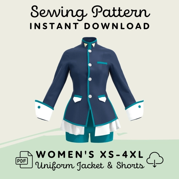 Uniform Jacket and Shorts Printable Sewing Pattern