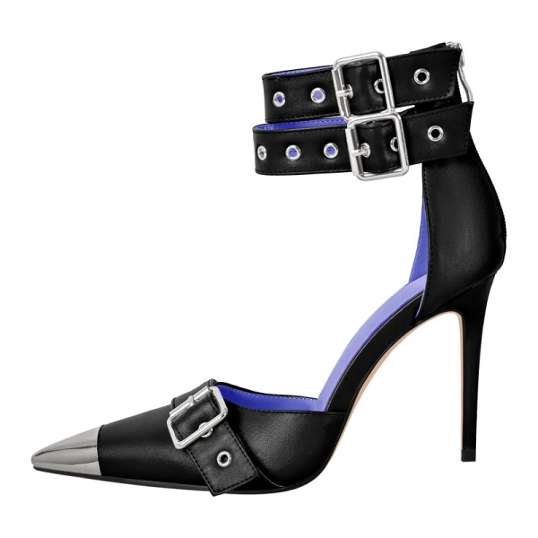 Pumps, strappy pumps with stiletto heels, stilettos, ankle boots, buckled high heels