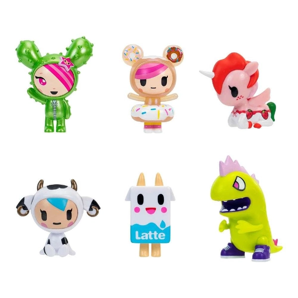 Tokidoki Set with 6 Figures 5cm Donutella, Sandy, Kaiju Tokimon, Latte, Mozzarella, Ruby - Assorted Designs (JWTK0006)