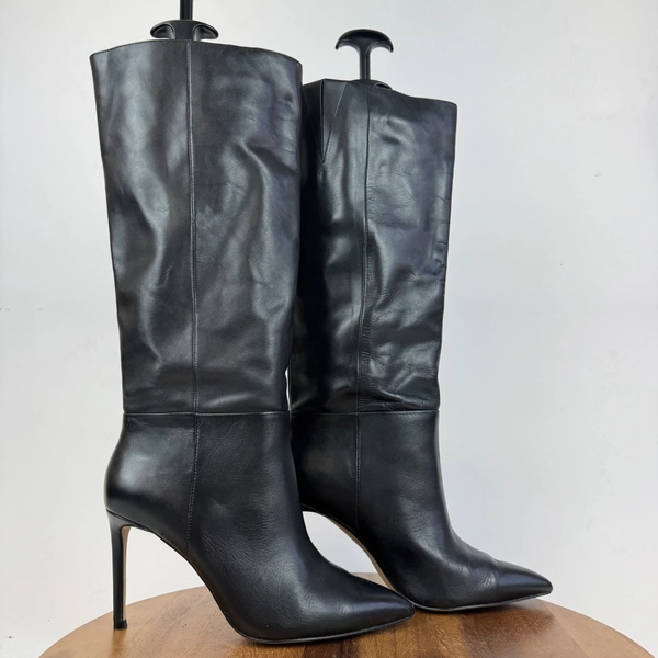 Charles David Rumors Black Leather Knee High Boots Size 10