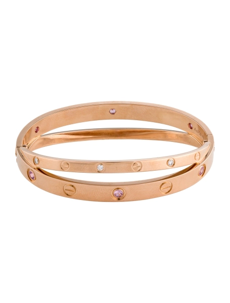 LOVE Bracelet, 6 Pink Sapphires, 6 Diamonds
