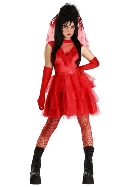 Ghostly Red Wedding Dress Women's Fancy Dress Costume | Beetlejuice Fancy Dress Costumes