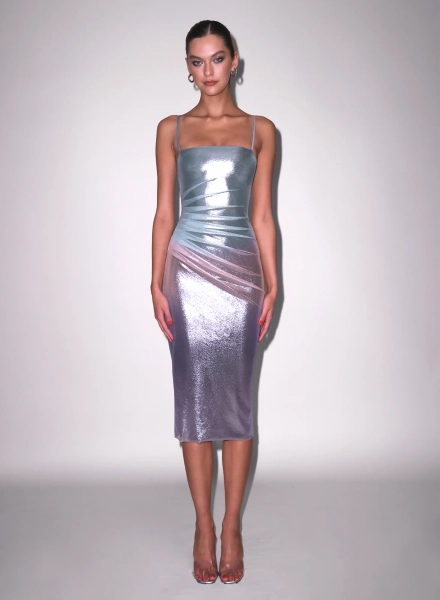Blue Metallic Ombré Shine Dress