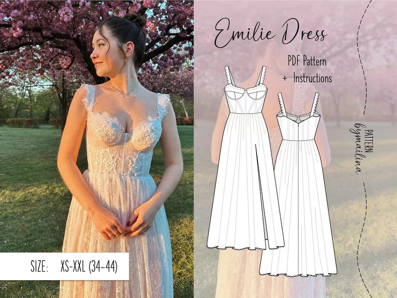 UPDATED "emilie" Dress Pattern Size XS-XXL (eu 34-44) - Instant Download Pdf-pattern (instant Download Sewing Pattern) - Etsy
