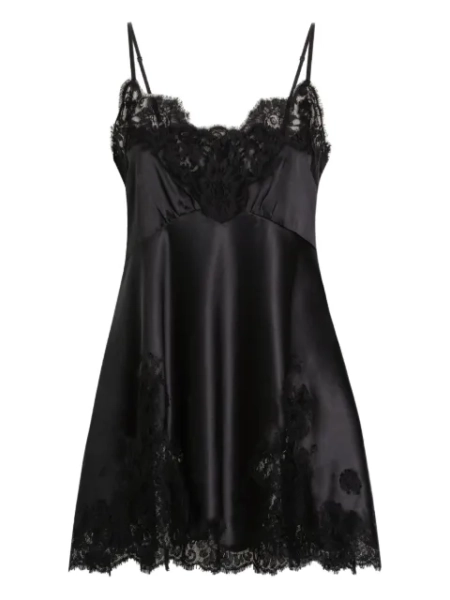 lace-trimmed satin slip dress dolce and gabana