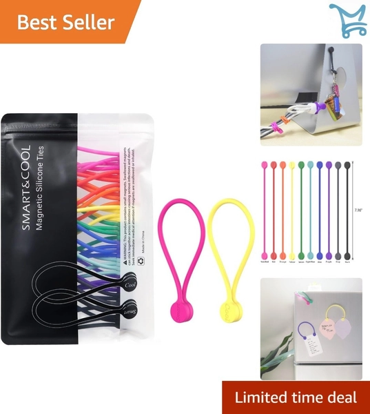 Reusable Silicone Magnetic Cable Ties 20-Pack Cord Organizer Home Office