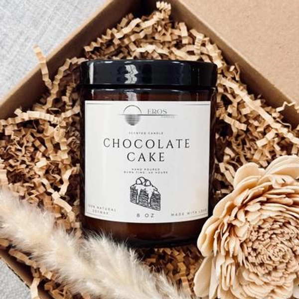 Chocolate Cake Scented Candle | 100% Natural Soy wax | Hand Poured | 4 oz 8 oz 16 oz | Gift Set | 39 Different Scents to Choose