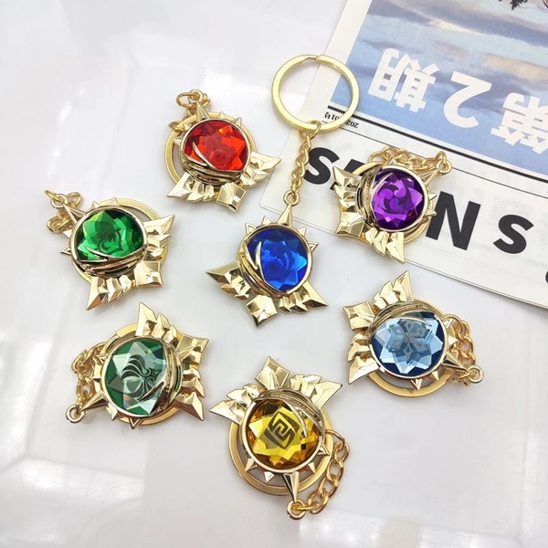 Gem Cut Genshin Impact Vision Keychain Glass Genshin Vision Elements - Mondstadt / Electro