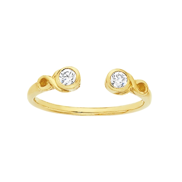 9ct Gold CZ Bezel Ends Toe Ring