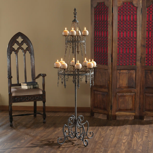 63.5'' H Malbork Castle Gothic Floor Candelabra