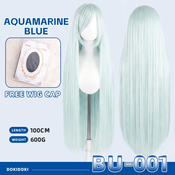 【Partially Ready For Ship】【Blue】DokiDoki Cosplay Wig Basic Wig Long Straight Blue 100 CM Hair Wig Base - BU-001 Ver.-Ready For Ship