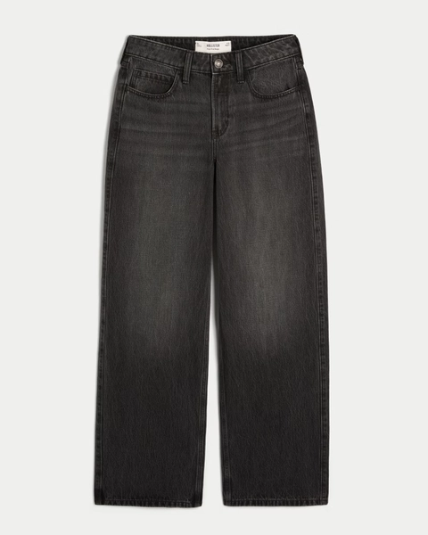 High-Rise Washed Black Baggy Jeans