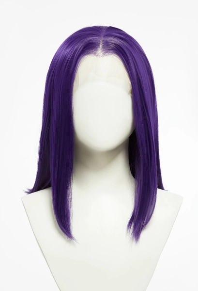 Titans Super Heroine Raven Forehead Lace Cosplay Wig Purple Short Wig