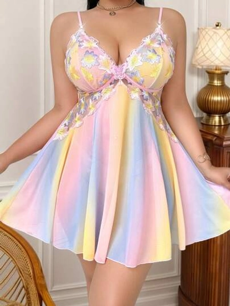 Rainbow Ombre Mesh Nightgown
