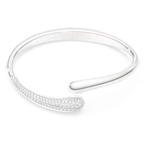 Swarovski Classica bangle, Intertwining, Round cut, White, Sterling silver