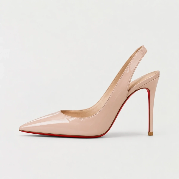 Women's Pointed Slingback Stiletto Heels - Beige / 4