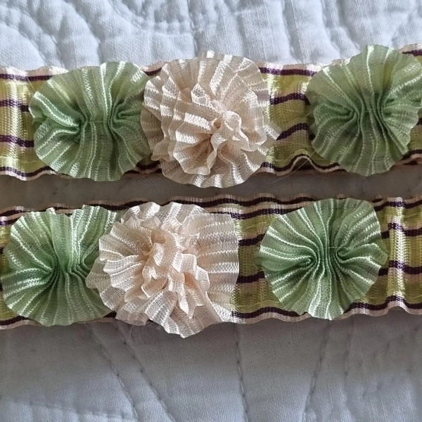 Pair Antique Vintage German Silk and Cotton Garters. Ribbonwork Flowers 7" 17 Cms. - Etsy.de